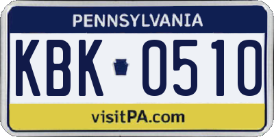 PA license plate KBK0510
