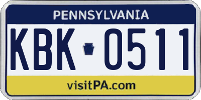 PA license plate KBK0511