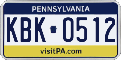 PA license plate KBK0512
