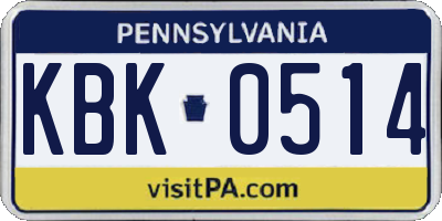 PA license plate KBK0514