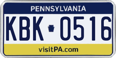 PA license plate KBK0516