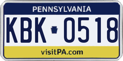 PA license plate KBK0518