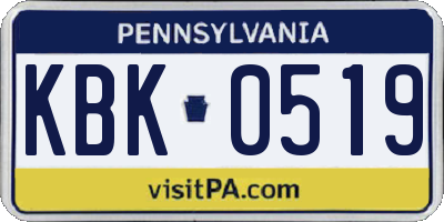 PA license plate KBK0519
