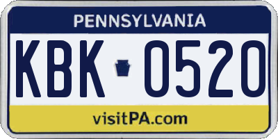 PA license plate KBK0520