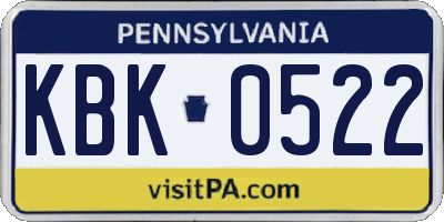 PA license plate KBK0522
