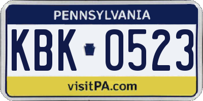 PA license plate KBK0523