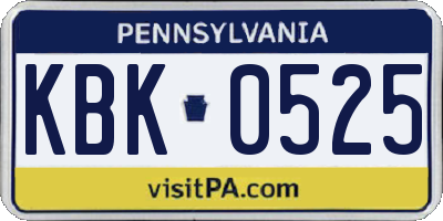 PA license plate KBK0525