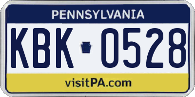 PA license plate KBK0528