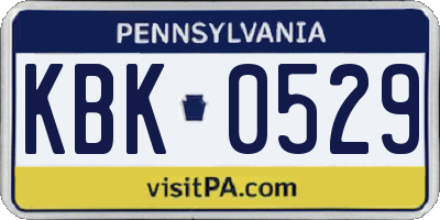 PA license plate KBK0529