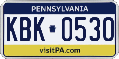 PA license plate KBK0530