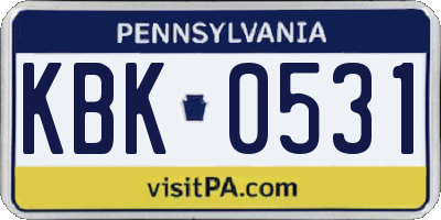 PA license plate KBK0531
