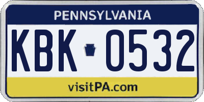 PA license plate KBK0532