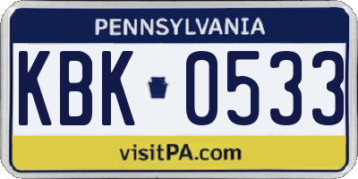 PA license plate KBK0533