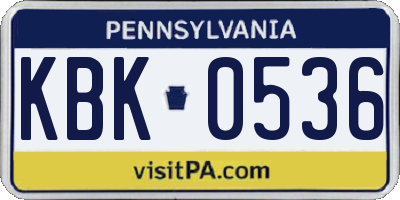 PA license plate KBK0536