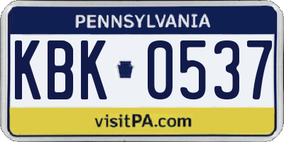 PA license plate KBK0537