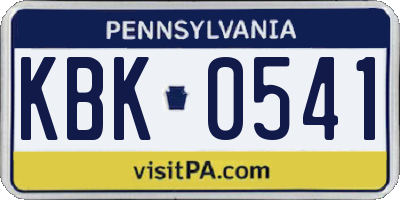 PA license plate KBK0541