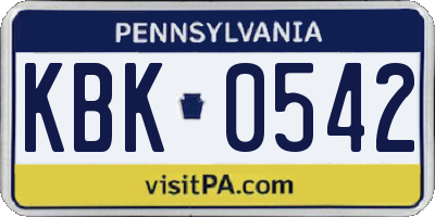 PA license plate KBK0542