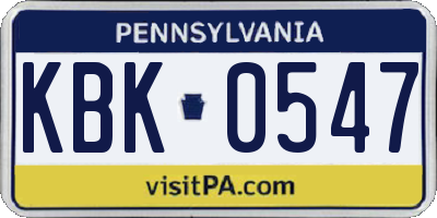PA license plate KBK0547