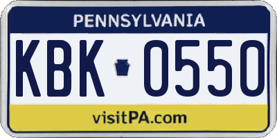 PA license plate KBK0550