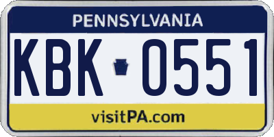 PA license plate KBK0551