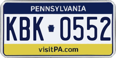 PA license plate KBK0552