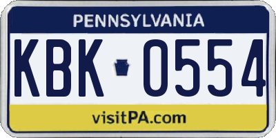 PA license plate KBK0554