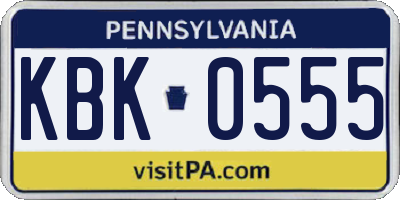 PA license plate KBK0555