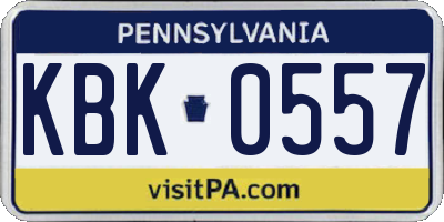 PA license plate KBK0557