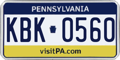 PA license plate KBK0560