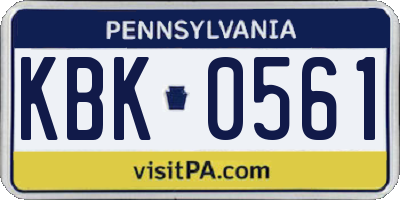 PA license plate KBK0561