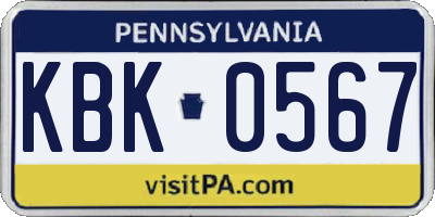 PA license plate KBK0567
