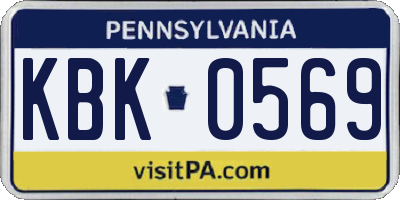 PA license plate KBK0569