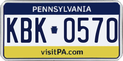 PA license plate KBK0570