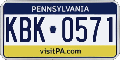 PA license plate KBK0571
