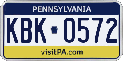 PA license plate KBK0572
