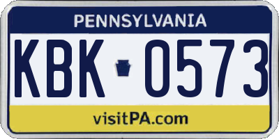 PA license plate KBK0573