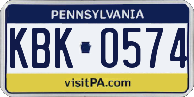 PA license plate KBK0574