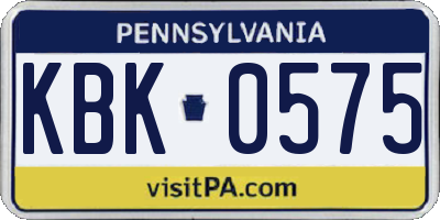 PA license plate KBK0575
