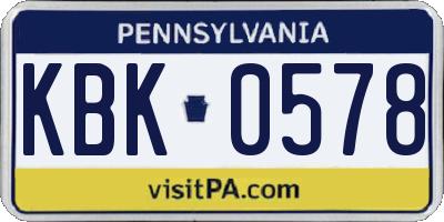 PA license plate KBK0578