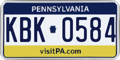 PA license plate KBK0584