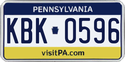 PA license plate KBK0596