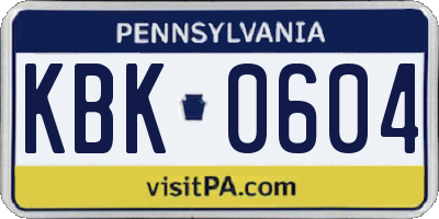 PA license plate KBK0604