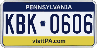 PA license plate KBK0606