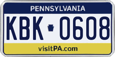 PA license plate KBK0608