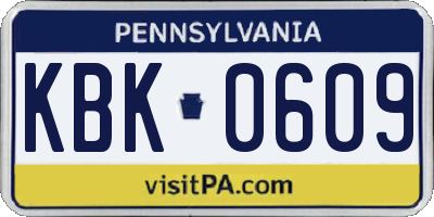 PA license plate KBK0609
