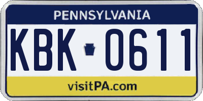 PA license plate KBK0611