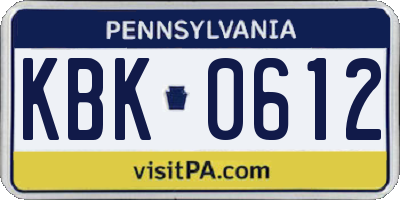 PA license plate KBK0612