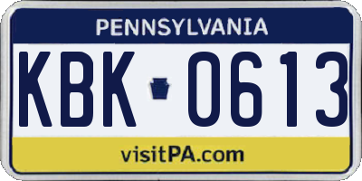PA license plate KBK0613