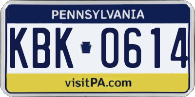 PA license plate KBK0614