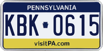 PA license plate KBK0615